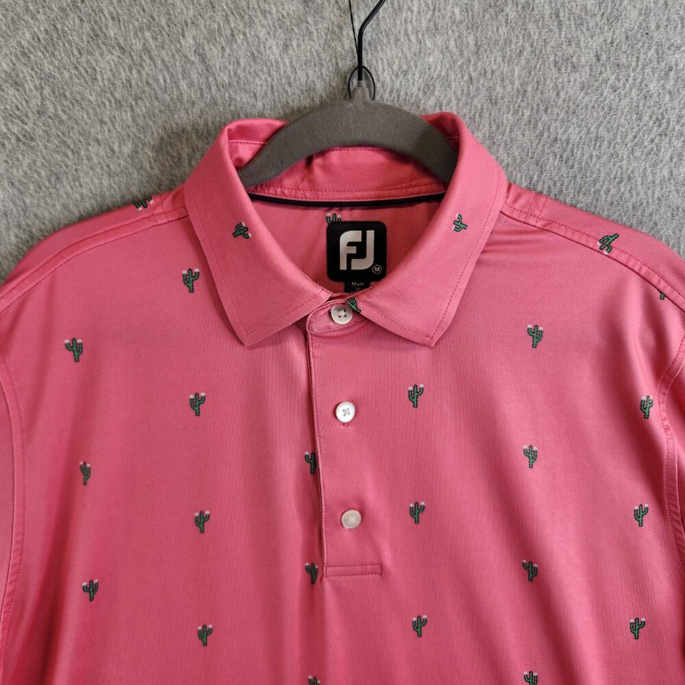 Footjoy Shirt Mens M Pink Catus Print Golf Polo Performance Novelty Southwest - Picture 2 of 12
